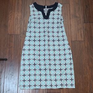 Talbots Sleeveless Dress with Navy Blue, Teal, White & Pink Pattern size 2